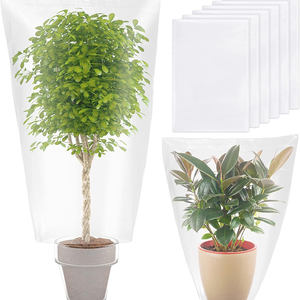 6 pièces de protection contre le gel pour plantes d'hiver, sacs en plastique pour plantes avec cordon de serrage, abris transparents imperméables - Product Image 1