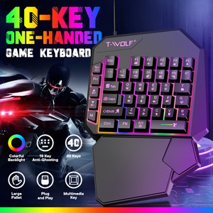 Set de Teclado de Una Mano TF950 al por Mayor, Cinco <span class=keywords><strong>Piezas</strong></span>: Teclado, Ratón, Alfombrilla de Ratón, Adaptador y Soporte para Teléfono para Jugar - Product Image 3