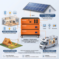 Batterie solaire tout-en-un 15,36 kWh avec système de stockage et onduleur 51,2 V 300 Ah LiFePO4 ESS empilable avec roues Livraison en 3-5 jours