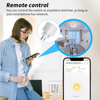 Prise intelligente SIXWGH Tuya FR 16A avec adaptateur WIFI 2.4G / 5G 6, contrôle de la consommation électrique, prise intelligente compatible avec Google Home Alexa