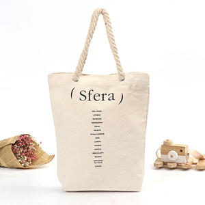 Vente en gros, sacs fourre-tout en coton à rayures, tendance, personnalisé, sac de Shopping lourd imprimé, sac de plage en toile avec poignée en corde - Product Image 6