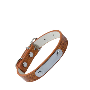 Collar para Perro de Cuero PU Brillante con Placa de Identificación Personalizable y Lazo DIY, Accesorios para Mascotas - Product Image 1