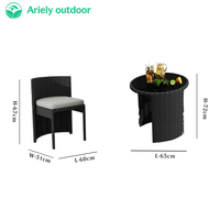 Meubles de jardin d'extérieur uniques, ensemble de table basse compacte avec miroir en rotin pour balcon et café