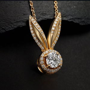 Collar de cadena para suéter con diamante CVD cultivado en laboratorio, chapado en oro de 14K sobre plata, personalizado, clásico, para regalo de compromiso, 12 signos del zodíaco chino - Product Image 1