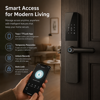 Serrure de porte intelligente avec poignée, contrôle à distance par application Tuya TTlock, biométrique, Wifi, serrure numérique TT Lock, serrure à empreintes digitales