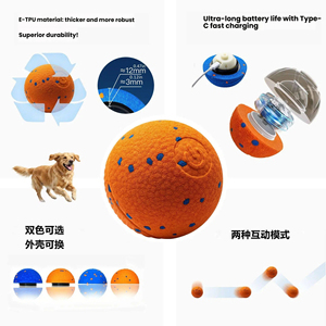Pelota de Juguete Eléctrica Recargable Inteligente, Ecológica, Bonita, Simple, de Dibujos Animados, Impermeable, para Perros, con Movimiento Automático de Rodar y Rebote, Tamaño Mediano/Grande - Product Image 3