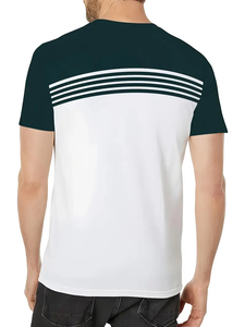 Camiseta de Manga Corta con Cuello Redondo y Estampado de Rayas en Contraste de Color para Hombre, Camiseta Informal de Verano para Hombre - Product Image 6