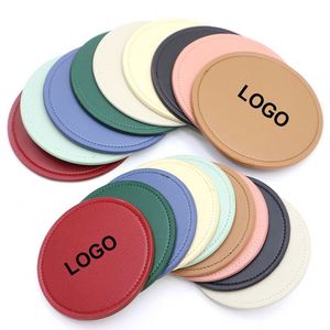 Custom Logo Printing Coffee <b>Cup</b> <b>Mat</b> Blank PU Leather Coaster Multi-colored Personalized Debossed Logo Coaster with Logo - Product Image 1