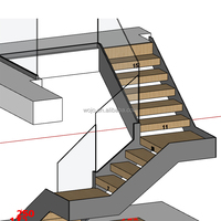 Escalier en bois moderne et durable à double poutre pour la maison Loft Duplex Villa Grenier-Utilisation en intérieur