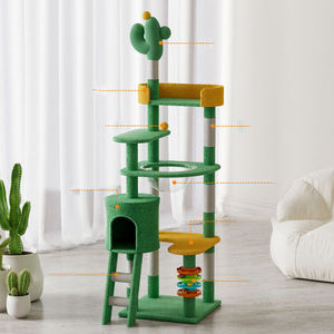 ต้นไม้แมวสีเขียวรูปต้นกระบองเพชรพร้อมแคปซูลอวกาศในตัว สไตล์ชนบท ทำจากไม้เนื้อแข็ง ทนทาน ใช้ได้ทุกฤดู - Product Image 2