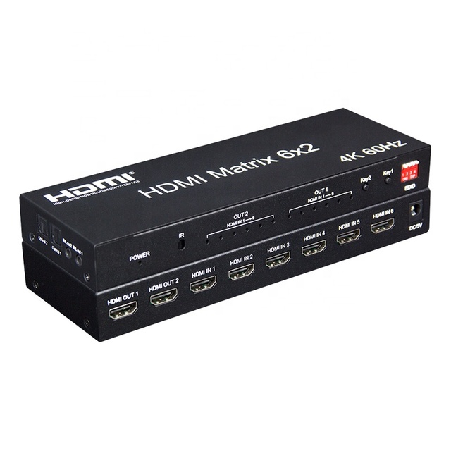 HDMI Matrix 4K 60hz 2.0v New HDMI Matrix 6x2 Switch Splitter 6 in 2 Out With Audio Fiber Out hdmi matrix Switcher