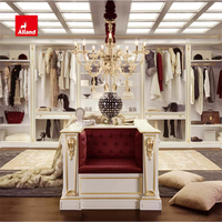 Fournisseur chinois de placards de luxe en bois massif pour chambre à coucher, meubles sur mesure, ouverture par charnière, armoire avec porte en verre