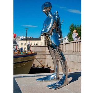 Al aire libre decoración de Metal espejo polaco vida tamaño diver escultura - Product Image 1