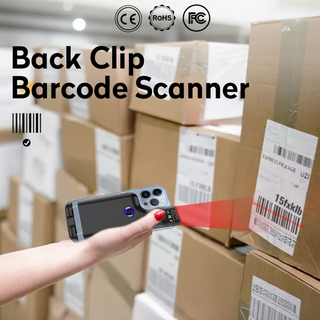 JR-101DC Mini Back Clip Portable 1D 2D Scanner CMOS USB Barcode Reader Handheld Scanning Tool for Warehouse Inventory