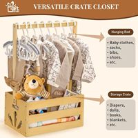 Panier en bois lisse avec poignée portable, caisse en bois gravée pour le rangement de vêtements et de jouets