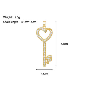 [Cobre Verdadero Dorado] Joyería Artesanal Estilo Coreano y Americano con Microincrustaciones de Circonio, Estilo Heartstrings Key Ins - Product Image 6