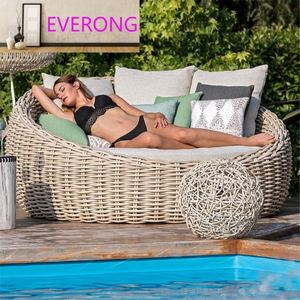 Sedia a dondolo da esterno moderna nordica in rattan, a cesto sospeso, tipo nido per ragazza, con cuscino da patio, per balcone, stile di tendenza - Product Image 3