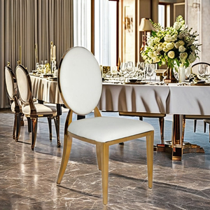 Silla de Banquete de Metal Apilable de Acero Inoxidable de Lujo para Hotel, Silla de Cuero para Bodas, Fiestas, Sala de Estar, Apartamento - Product Image 5