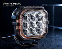 Projecteur de travail LED carré 3,78 pouces 45W, rétroéclairage ambre, faisceau spot et large, 3614LM, IP67, 10-30V, compatible avec les véhicules tout-terrain, camions, SUV, VTT, UTV