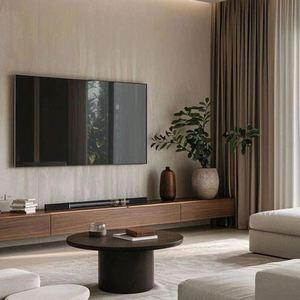 Meuble TV moderne minimaliste avec fonction LED, design simple de rangement mural complet pour salon et hôtel - Product Image 3