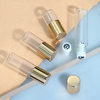 1ml 2ml 3ml 5ml Bernstein-und Klarglas rolle auf Flasche für ätherisches Parfüm öl Rolle auf Flasche mit Gold/Silber-Kappen