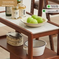 Ensemble de table basse multifonctionnel en bois de hêtre massif durable avec armoire latérale amovible et plateau en pierre, design simple et moderne pour