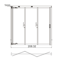 Porte pliante moderne pour entrée étroite, en aluminium fin et verre trempé, pour cuisine