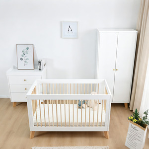 Muebles de Madera para Bebés, Cuna y Cama con Armario de 2 Puertas, Organizador de Ropa y Cómoda - Product Image 2