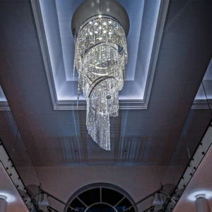 Lámpara de Araña de Cristal Moderna para Vestíbulo de Hotel, Villa, Decoración en Espiral, Lámpara Colgante Personalizada para Escalera Larga - Product Image 4