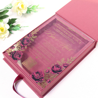 Premium Hochwertige Papier-Hochzeitseinladungsbox mit Heißprägung und 2mm Individuell Bedrucktem Klarem Acryl-Einleger