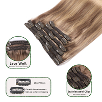 Extension de cheveux humains 100% naturels vierges, Double étiré avec clips