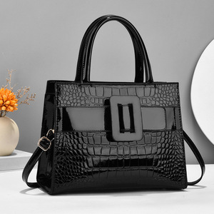 Glossy Leather Crocodile Pattern Women's Handbag Large Capacity Shoulder Crossbody Bag Fashion Water Resistant Spring 2024 - Product Image 3