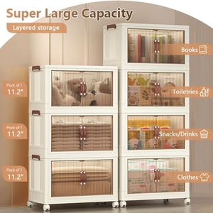 Wholesale Plastic PP <b>Double</b> Open Door Stackable Multifunction Floor Type Household Transparent 1-2L Capacity Food Storage Box - Product Image 4