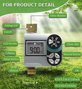 Garmerain gwt104s 2 * AA Pin hoạt động không thấm nước ABS + PP tự động vườn nước hẹn giờ điều khiển 1-12hr/1-7day thủy lợi - Product Image 2