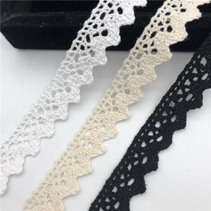 White and beige cluny Cotton Lace Crochet Ribbon lace width 15mm Lace Trim Edging Wedding for baby and kid clothes