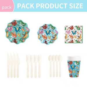 Articles de fête pour enfants DAMAI, vaisselle de fête à motif dinosaure, comprenant des assiettes en papier, des gobelets, des serviettes, pour 8 invités - Product Image 5