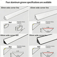 Profilés en aluminium modernes de 90 mm pour plafonds et murs, sans rainurage, pour décoration lumineuse de villas