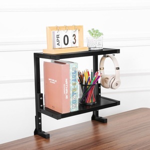 Desktop Double Layer Bookcase 2 Tier Tabletop Clip Storage <b>Rack</b> For Books And Electronics Organizer - Product Image 1