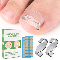 Nouveau kit de correction des ongles incarnés en acier inoxydable avec boucle de traction en silicone et patch adhésif pour la correction des ongles courbés du pied