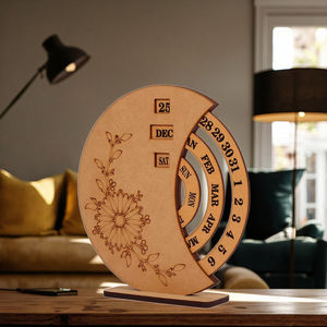 सतत कैलेंडर के साथ लकड़ी के घर और कार्यालय सजावट लकड़ी डेस्क कैलेंडर घड़ी - Product Image 4