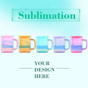 Nouveau - Entrepôt USA - Gobelets en verre transparents de 15 oz pour sublimation, effet dégradé, couleurs bonbon, avec couvercle et paille en plastique colorés - Product Image 4