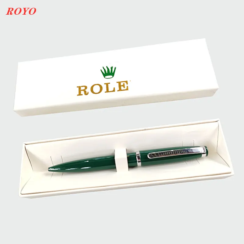 Pulpen kustom Set hadiah promosi pena bola logam Royo Guangzhou hadiah barang pena logam dengan kotak hadiah Logo kustom