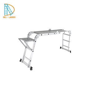 Échelle <span class=keywords><strong>pliante</strong></span> multifonction en aluminium, triangulaire, avec plateforme et étagère de travail - Product Image 3