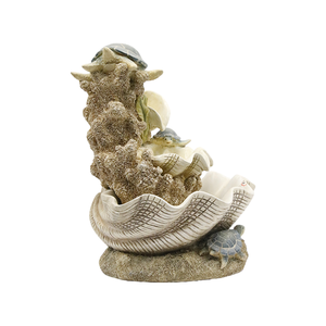 Fontana <span class=keywords><strong>d</strong></span>'<span class=keywords><strong>Acqua</strong></span> in Resina con Guscio di Tartaruga Marina Scolpito a Mano, Fontana Nautica Costiera con Tartaruga e Guscio di Vongola, Fornitura B2B all'Ingrosso - Product Image 4