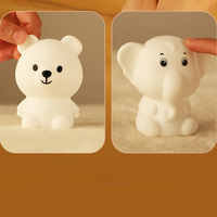 Veilleuse portable pour bébé, rechargeable par USB, lampe LED RGB, forme de lapin en silicone souple, à intensité variable, pour chambre d'enfant