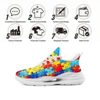 Chaussures de course décontractées à motif coloré, respirantes, avec empeigne en maille, personnalisables avec logo OEM/ODM, vente en gros directe d'usine pour hommes et femmes