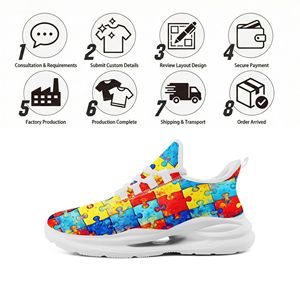 Chaussures de course décontractées à motif coloré, respirantes, avec empeigne en maille, personnalisables avec logo OEM/ODM, vente en gros directe d'usine pour hommes et femmes - Product Image 4