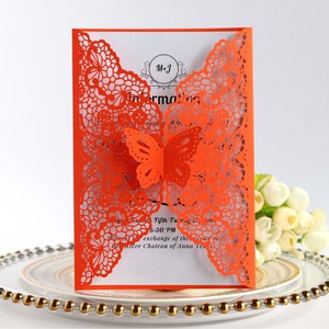 Tarjeta de felicitación de boda con corte láser, tarjeta de invitación festiva de color azul intenso, tarjeta de felicitación con diseño europeo, invitación de boda con patrón europeo - Product Image 4