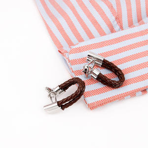 Luxury Custom Cufflinks Men's Shirt High Quality Creative French <b>Leather</b> Rope Cufflinks - Product Image 2