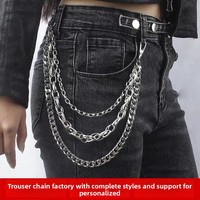 Chaîne multicouche en denim, style rétro tendance, hip-hop, personnalisée, style européen-américain, incontournable pour les filles audacieuses